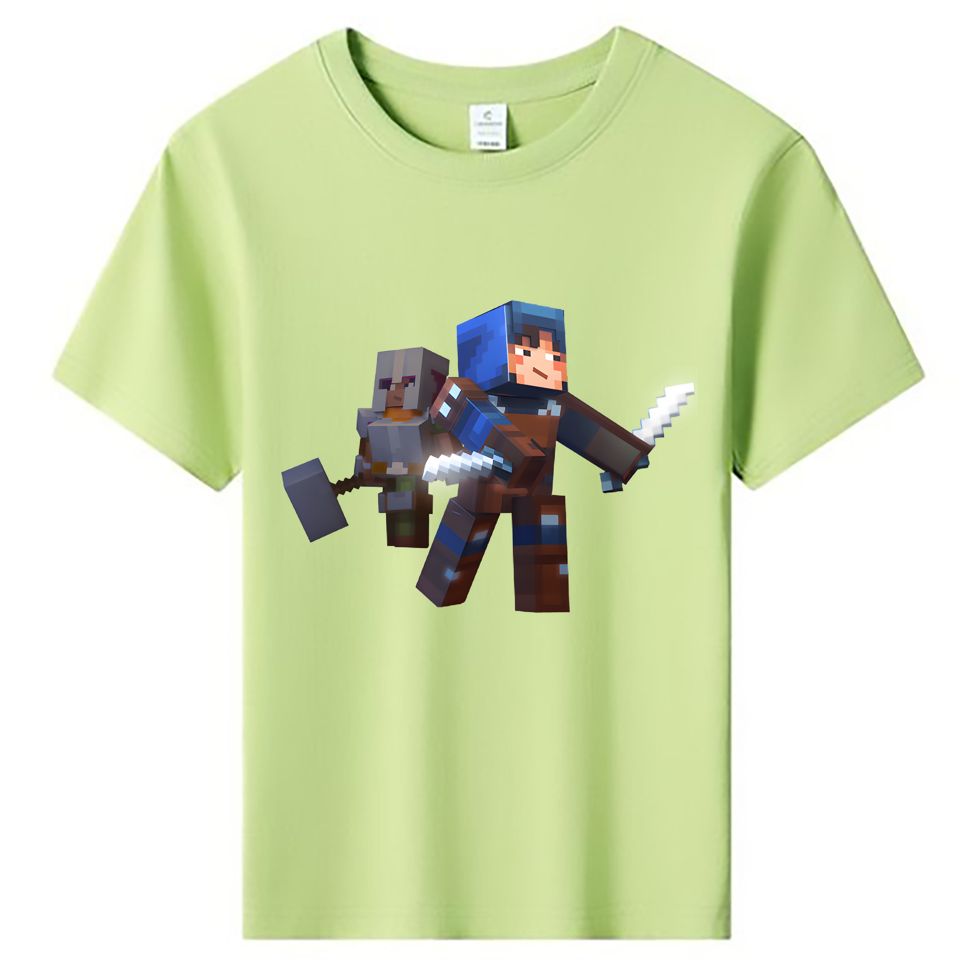 （画像用） マインクラフト ブロックの世界 Minecraft MC Block world 綿100％キッズTシャツ（フロントプリント）
